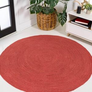 Round Handmade Area Rug | 100% Natural Jute | Kid/Pet Friendly | Easy to Care | Stylish Braided Texture for Home Decor, Living & Dining Room (4x4 feet)