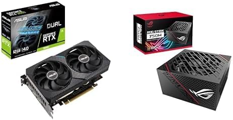 ASUS Dual NVIDIA GeForce RTX 3060 V2 OC Edition 12GB GDDR6 Gaming Graphics Card ROG Strix 750 Fully Modular 80 Plus Gold 750W ATX PSU Bundle