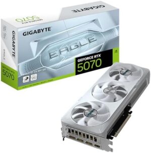 GIGABYTE GeForce RTX 5070 Eagle OC Ice SFF 12G Graphics Card - 12GB GDDR7, 192 Bits, PCI-E 5.0, 2587 MHz Core Clock, 3 x DP 2.1a, 1 x HDMI 2.1b, NVIDIA DLSS 4, GV-N5070EAGLEOC ICE-12GD