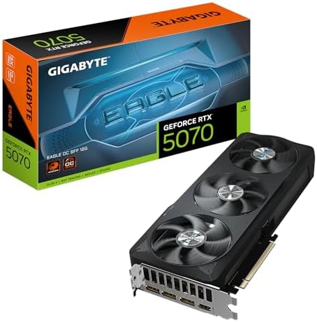 Gigabyte GeForce RTX 5070 Eagle OC SFF 12G Graphics Card - 12GB GDDR7, 192 Bit, PCI-E 5.0, 2587 MHz Core Clock, 3 x DP 2.1a, 1 x HDMI 2.1b, NVIDIA DLSS 4, GV-N5070GAMING OC-12GD