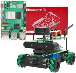 Yahboom Robot AI Python Program ROS2 Robot with Raspberry Pi 5 8GB Lidar Mecanum Wheel Chassis Car Robot Kit for Project Research（Pi Adv Ver-with Pi 5(8G)）