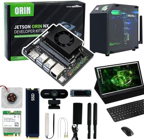 Yahboom Jetson Orin NX 16GB Super RAM for AI Robots FHD 15.6in IPS Touch Screen Jetson Case USB Camera Wire Netcard Keyboard Mouse, 256GB SSD Electronic Kit for Mechanical Engineer