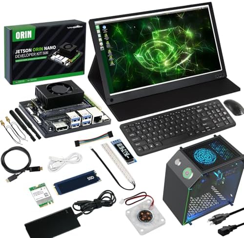 Yahboom Jetson Orin Nano 4GB RAM AI Kit,FHD 15.6in Touch Screen+Jetson Case+USB Camera+Wireless Keyboard and Mouse,Intelligence Electronic Kit for Jetpack6.2