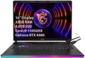 MSI GE68HX Raider 16'' Gaming Laptop - Intel Core i9-13950HX - GeForce RTX 4060-144HZ FHD+ (1920 x 1200) - Windows 11 Home - Kuulpal HDMI Cable (32GB RAM | 4TB SSD) (Raider GE68HX)