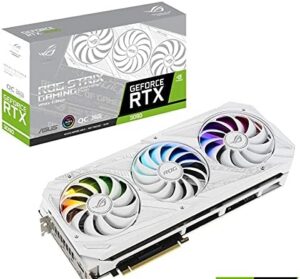 ASUS ROG Strix NVIDIA GeForce RTX 3090 White OC Edition Gaming Graphics Card (PCIe 4.0, 24GB GDDR6X, HDMI 2.1, DisplayPort 1.4a, Axial-tech Fan Design, 2.9-Slot, Super Alloy Power (Renewed)