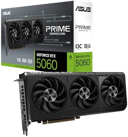 ASUS The SFF-Ready Prime GeForce RTX™ 5060 8GB GDDR7 OC Edition Graphics Card (PCIe® 5.0, 8GB GDDR7, HDMI®/DP 2.1, 2.5-Slot, Axial-tech Fans, Dual BIOS)