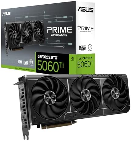 ASUS The SFF-Ready Prime GeForce RTX™ 5060 Ti 16GB GDDR7 Graphics Card (PCIe® 5.0, 16GB GDDR7, HDMI®/DP 2.1, 2.5-Slot, Axial-tech Fans, Dual BIOS)