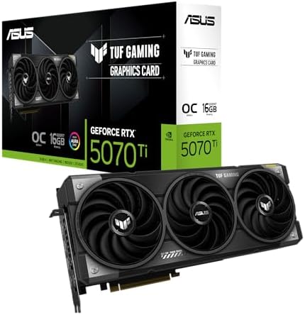 Asus TUF Gaming RTX5070 Ti OC, PCIe5, 16GB DDR7, 2 HDMI, 3 DP, 2610MHz Clock, RGB Lighting, Overclocked