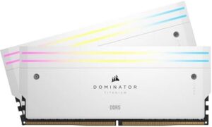 CORSAIR Dominator Titanium RGB DDR5 RAM 64GB (2x32GB) 6000MHz CL30-36-36-76 1.40V AMD Expo Intel XMP 3.0 Desktop Computer Memory – White (CMP64GX5M2B6000Z30W)