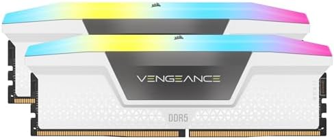 CORSAIR Vengeance RGB DDR5 RAM 64GB (2x32GB) 6000MHz CL30-36-36-76 1.4V AMD Expo & Intel XMP Desktop Computer Memory - White (CMH64GX5M2B6000Z30W)