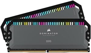 Corsair Dominator Platinum RGB DDR5 64GB (2x32GB) 5200MHz C40 AMD Optimized Desktop Memory (12 Ultra-Bright CAPELLIX RGB LEDs, Patented CORSAIR DHX Cooling, Custom AMD® Expo Profiles) Cool Gray