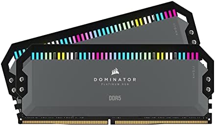 Corsair Dominator Platinum RGB DDR5 64GB (2x32GB) 5200MHz C40 AMD Optimized Desktop Memory (12 Ultra-Bright CAPELLIX RGB LEDs, Patented CORSAIR DHX Cooling, Custom AMD® Expo Profiles) Cool Gray