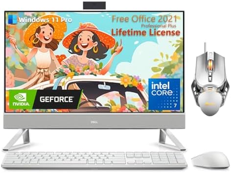 Dell Inspiron 7730 All in One Desktop - 27" FHD Touchscreen Display, Intel 10-Core 7-150U, 64GB DDR4 RAM, 2TB SSD, NVIDIA GeForce MX570A 2GB GDDR6, Windows 11 Pro, 2021 Microsoft Office License&Mouse