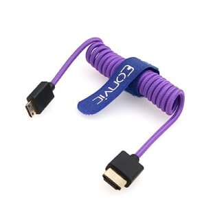 Eonvic 2.1 HDMI 8K HDMI Male to Mini HDMI Male Cable High Speed Extender Cable for Canon Nikon Panasonic GH3 Monitor Purple Cable