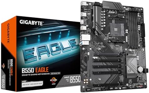 GIGABYTE B550 Eagle Motherboard - AMD Ryzen 5000 G-Series CPUs, 10+3+1 Phases VRM, up to 3200MHz DDR4, 1xPCIe 4.0 + 1xPCIe 3.0 M.2, 1GbE LAN, USB 3.2 Gen 2