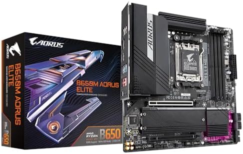 GIGABYTE B650M AORUS ELITE 1.0 AMD AM5 ATX Motherboard 4x DDR5~128GB,2x PCIe x16, 2x M.2, 4x SATA 6, 7x USB 3.2, 1x USB-C, 4x USB 2.0