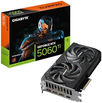 GIGABYTE GeForce RTX 5060 Ti WINDFORCE 16G Graphics Card, 16GB 128-bit GDDR7, PCIe 5.0, WINDFORCE Cooling System, GV-N506TWF2-16GD Video Card