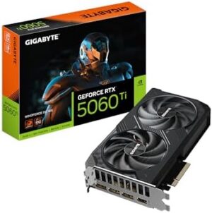 GIGABYTE GeForce RTX 5060 Ti WINDFORCE OC 16G Graphics Card, 16GB 128-bit GDDR7, PCIe 5.0, WINDFORCE Cooling System, GV-N506TWF2OC-16GD Video Card