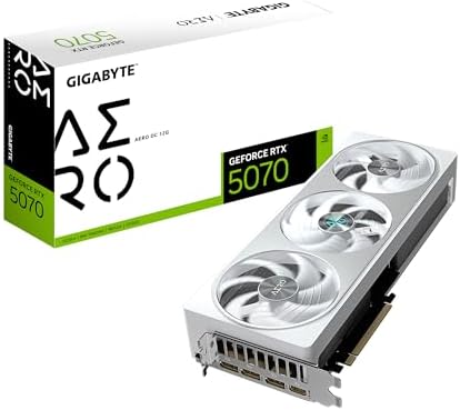 GIGABYTE GeForce RTX 5070 AERO OC 12G Graphics Card, 12GB 192-bit GDDR7, PCIe 5.0, WINDFORCE Cooling System, GV-N5070AERO OC-12GD Video Card
