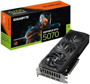 GIGABYTE GeForce RTX 5070 WINDFORCE SFF 12G Graphics Card, 12GB 256-bit GDDR7, PCIe 5.0, WINDFORCE Cooling System, GV-N5070WF3-12GD Video Card