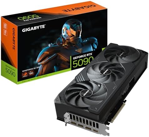 GIGABYTE GeForce RTX 5090 WINDFORCE OC 32G Graphics Card - 32GB GDDR7, 512 Bits, PCI-E 5.0, 2467MHz Core Frequency, 3 x DP 2.1a, 1x HDMI 2.1b, NVIDIA DLSS 4, GV-N5090WF3OC-32GD