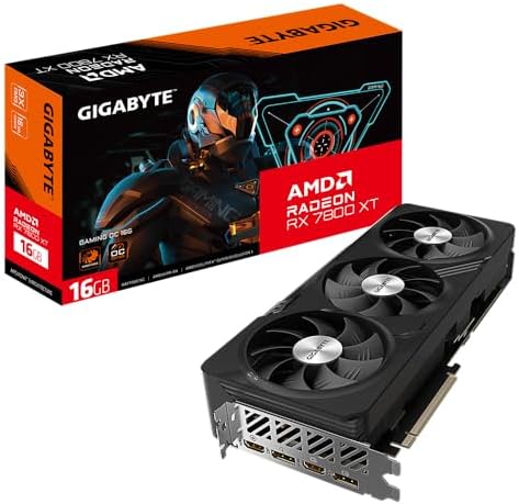 GIGABYTE Radeon RX 7800 XT Gaming OC 16GB Graphics Card - 16GB GDDR6 256-bit, Windforce Cooling System, Metal Back Plate, DP 2.1, HDMI 2.1, AMD RDNA 3 Architecture, GV-R78XTGAMING OC-16GD