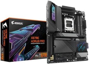 GIGABYTE X870E AORUS PRO Motherboard - Supports AMD Ryzen 9000 CPUs, 16+2+2 Phases Digital VRM, up to 8000MHz DDR5 (OC), 4xPCIe 5.0 + 4xM.2,Wi-Fi 7, 2.5GbE LAN, USB 3.2 Gen 2x2