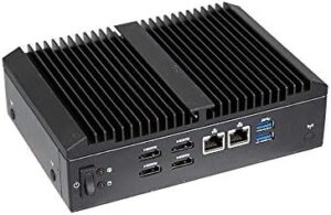 GigaIPC QBiX Pro AMD V1605B Embedded Fanless Mini PC with Quad Displays via HDMI, 4 x COM, Wide Input 9-36V DC-in