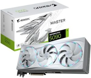 Gigabyte AORUS GeForce RTX 5090 Master ICE 32G Graphics Card - 32GB GDDR7, 512bit, PCI-E 5.0, 2655MHz Core Clock, 3 x DP 2.1a, 1 x HDMI 2.1b, NVIDIA DLSS 4, GV-N5090AORUSM ICE-32GD