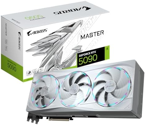 Gigabyte AORUS GeForce RTX 5090 Master ICE 32G Graphics Card - 32GB GDDR7, 512bit, PCI-E 5.0, 2655MHz Core Clock, 3 x DP 2.1a, 1 x HDMI 2.1b, NVIDIA DLSS 4, GV-N5090AORUSM ICE-32GD