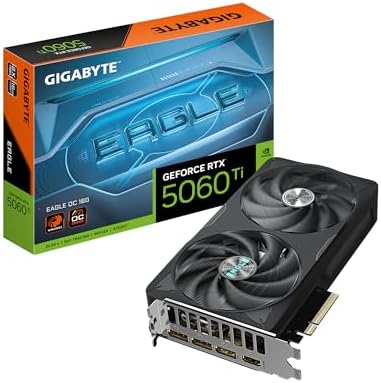Gigabyte GeForce RTX 5060 Ti Eagle OC 16G Graphics Card - 16GB GDDR7, 128 Bit, PCI-E 5.0, 2617MHz Core Frequency, 3 x DisplayPort, 1 x HDMI, GV-N506TEAGLE OC-16GD