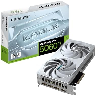 Gigabyte GeForce RTX 5060 Ti Eagle OC ICE 16G Graphics Card - 16GB GDDR7, 128 Bit, PCI-E 5.0, 2617MHz Core Frequency, 3 x DisplayPort, 1 x HDMI, GV-N506TEAGLEOC ICE-16GD