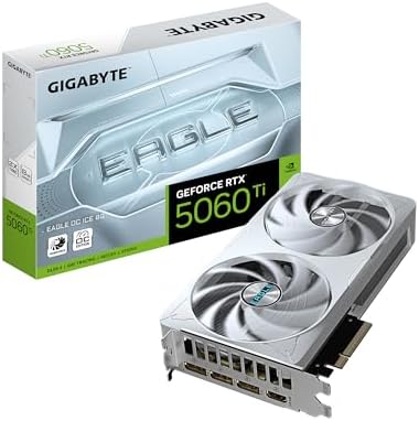 Gigabyte GeForce RTX 5060 Ti Eagle OC ICE 8G Graphics Card - 8GB GDDR7, 128 Bit, PCI-E 5.0, 2617MHz Core Frequency, 3 x DisplayPort, 1 x HDMI, GV-N506TEAGLEOC ICE-8GD