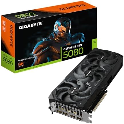 Gigabyte GeForce RTX 5080 WINDFORCE OC SFF 16G Graphics Card - 16GB GDDR7, 256bit, PCI-E 5.0, 2670MHz Core Clock, 3 x DP 2.1a, 1 x HDMI 2.1b, GV-N5080WF3OC-16GD