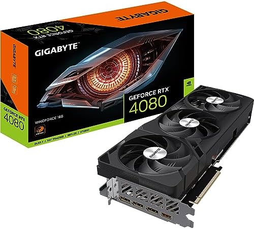 Gigabyte NVIDIA GeForce RTX 4080 WINDFORCE Graphics Card - 16GB GDDR6X, 256-bit, PCI-E 4.0, 2505MHz Core Clock, 3X DP 1.4, 1x HDMI 2.1a, NVIDIA DLSS 3 - GV-N4080WF3-16GD