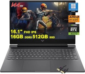 HP Victus 16 Gaming Laptop | 16.1" FHD 144Hz | AMD 8-Core Zen 4 Ryzen 7 8845HS (>i7-12700H) | 16GB DDR5 512GB SSD | GeForce RTX 4070 Graphic | Backlit USB-C FHD Privacy Camera Win11Pro + HDMI Cable