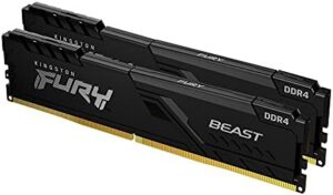 Kingston Fury Beast 64GB (2x32GB) 3600MHz DDR4 CL18 Desktop Memory Kit of 2 KF436C18BBK2/64, Black