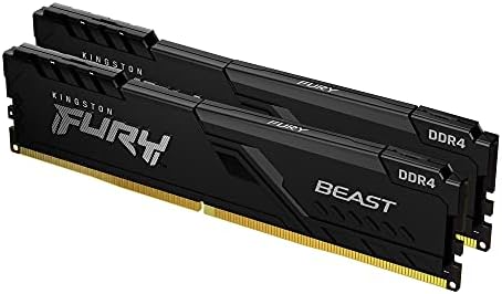 Kingston Fury Beast 64GB (2x32GB) 3600MHz DDR4 CL18 Desktop Memory Kit of 2 KF436C18BBK2/64, Black