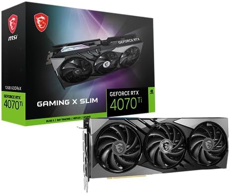 MSI Gaming GeForce RTX 4070 Ti 12GB GDRR6X 192-Bit HDMI/DP Nvlink Tri-Frozr 3 Ada Lovelace Architecture Graphics Card (RTX 4070 Ti Gaming X Slim 12G), Black (Renewed)
