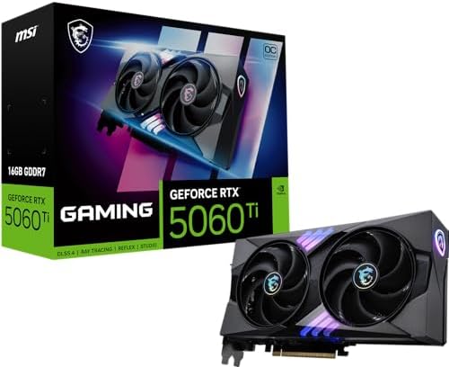 MSI Gaming RTX 5060 Ti 16G Gaming OC Graphics Card (16GB GDDR7, 128-bit, Extreme Performance: TBA MHz, DisplayPort x 3 2.1a, HDMI 2.1b, NVIDIA Blackwell Architecture)