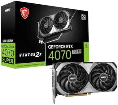 MSI GeForce RTX 4070 Super 12G Ventus 2X OC Gaming Graphics Card - 12 GB GDDR6X (21Gbps / 192 Bits), PCIe 4.0-2 x TORX 4.0 Fans - HDMI 2.1a, DisplayPort 1.4a