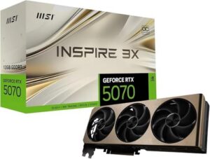 MSI GeForce RTX 5070 12G Inspire 3X OC - 12GB GDDR7 (28Gbps/192-bit), PCIe 5, Boost: 2542 MHz, HDMI 2.1b, DisplayPort 2.1b