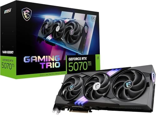 MSI NVIDIA GeForce RTX 5070 Ti 16G Gaming Trio OC Plus Graphics Card Gaming GDDR7 256 Bits, Boost Frequency up to 2580MHz, PCIe Gen 5, DLSS 4, DP 2.1 x 3, HDMI 2.1 x 1