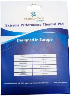 PremiumTech Professional Extreme Performance Thermal Pad with 20W/MK Thermal Conductivity, Ideal for High-End GPU or CPU, XXL Size 100 x 100 cm (0.5 mm)