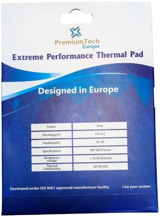 PremiumTech Professional Extreme Performance Thermal Pad with 20W/MK Thermal Conductivity, Ideal for High-End GPU or CPU, XXL Size 100 x 100 cm (0.5 mm)