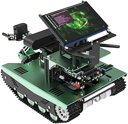 ROS AI Smart Robot Transbot for Jetson Nano 4GB Tracked Chassis Tank with Depth Camera, Radar, Robotic Arm and 7 Inch Touch Screen（with Jetson Nano B01 ）