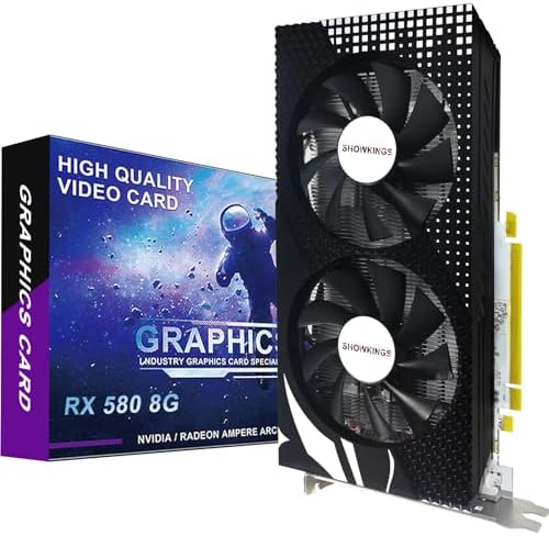 Radeon RX 580 8GB Graphics Card, 256Bit 2048SP GDDR5 AMD Video Card for Pc Gaming, DP HDMI DVI-Output, PCI Express 3.0 with Dual Fan for Office and Gaming