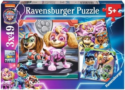 Ravensburger Children's Puzzle 05708 - PAW Patrol: The Mighty Movie - 3 x 49 Pieces Paw Patrol Puzzle for Children from 5 Years