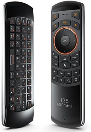 Rii K25 Multifunction Portable 2.4GHz Mini Wireless Fly Mouse Keyboard and Infrared Remote Control with Rechargeable Li-ion Battery (Black)