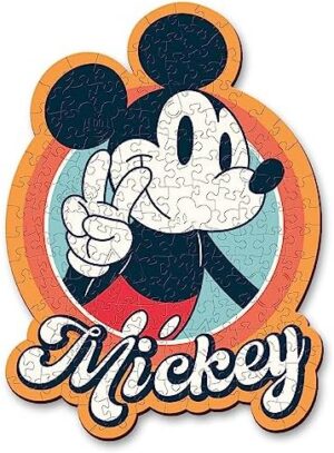Trefl Disney 160 Piece Jigsaw Puzzle Retro Mickey Mouse Wood Craft Irregular Shapes, 10 Puzzles of Disney Symbols, Modern Premium Jigsaw, for Adults and Children from 9 Years Old